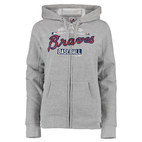 Atlanta Braves Majestic Women's Authentic Collection Team Property Full-Zip Hoodie - Heathered Gray