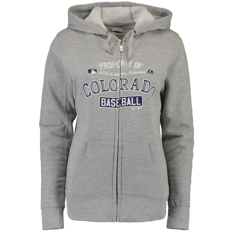 Colorado Rockies Majestic Women's Authentic Collection Team Property Full-Zip Hoodie - Heathered Gray