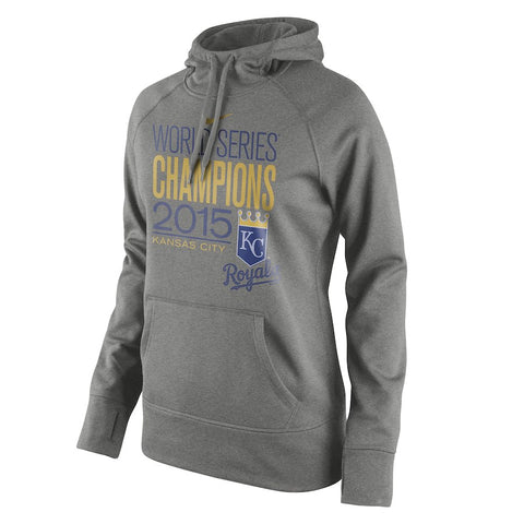 Kansas City Royals Women's 2015 World Series Champions Celebration Performance Pullover Hoodie - Gray