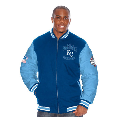 Kansas City Royals G-III Sports by Carl Banks 2015 World Series Champions Cotton Canvas Varsity Jacket - Royal