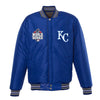 Kansas City Royals JH Design Male 2015 World Series Champions Wool PU Sleeve Reversible Jacket - Gray