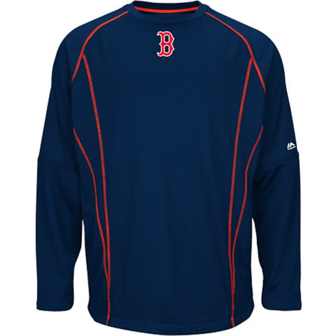 Boston Red Sox Majestic Big & Tall On Field Practice Pullover Sweatshirt - Navy