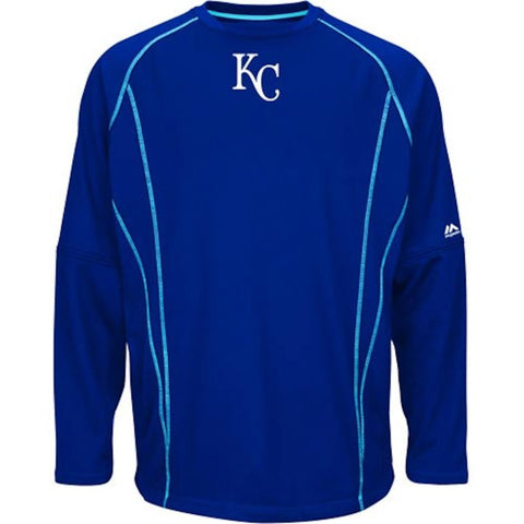 Kansas City Royals Majestic Big & Tall On Field Practice Pullover Sweatshirt - Royal