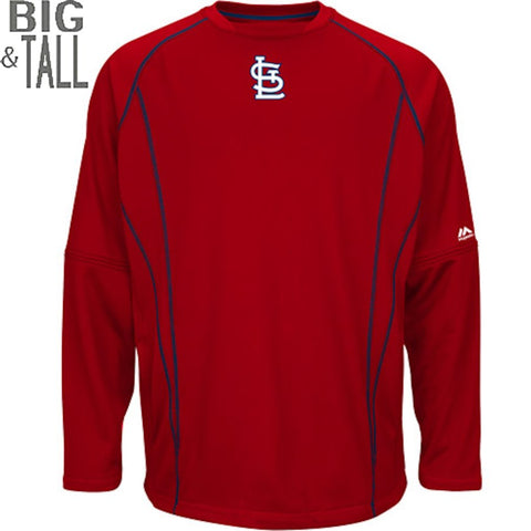 St. Louis Cardinals Majestic Big & Tall On Field Practice Pullover Sweatshirt - Red