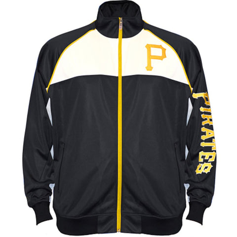 Pittsburgh Pirates Majestic Big & Tall Tricot Pieced Raglan Full-Zip Track Jacket - Black