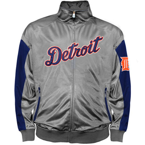 Detroit Tigers Majestic Big & Tall Tricot Full-Zip Track Team Jacket - Silver