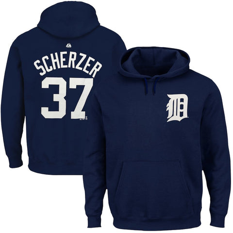 Max Scherzer Detroit Tigers Majestic Player Pullover Hoodie - Navy