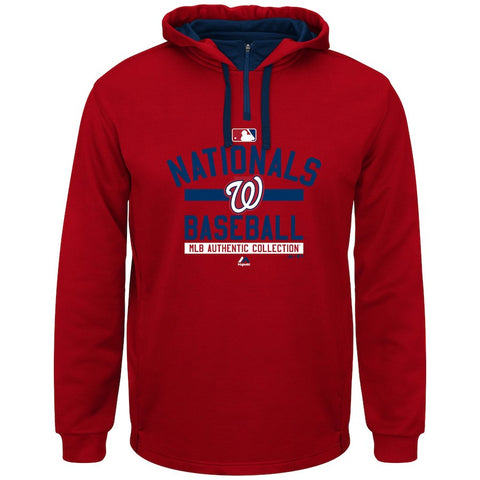Washington Nationals Majestic Authentic Collection Team Property On Field Therma Base Hoodie - Red