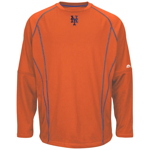 New York Mets Majestic On Field Practice Pullover Sweatshirt - Orange