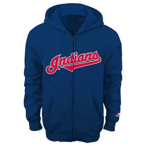 Cleveland Indians Majestic Youth Current Logo Full-Zip Hoodie - Navy