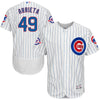 Jake Arrieta Chicago Cubs Majestic Home Flex Base Authentic Collection Jersey with 100 Years at Wrigley Field Commemorative Patch - White/Royal