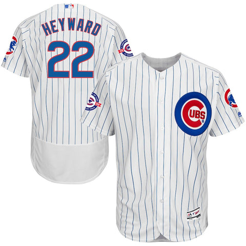 Jason Heyward Chicago Cubs Majestic Home Flex Base Authentic Collection Jersey with 100 Years at Wrigley Field Commemorative Patch - White/Royal