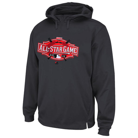 Cincinnati Reds Majestic 2015 All-Star Game Therma Base Quarter-Zip Fleece Hoodie - Charcoal