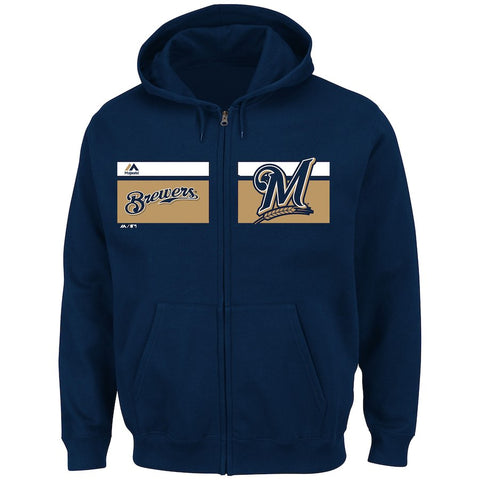 Milwaukee Brewers Majestic With The Program Full-Zip Hoodie - Navy