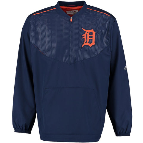 Detroit Tigers Majestic On Field Cool Base Training Half-Zip Jacket - Navy -