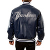 New York Yankees JH Design Team Color Leather Jacket - Navy