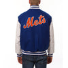 New York Mets JH Design Two-Tone Wool & Leather Jacket - Royal/White