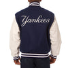 New York Yankees JH Design Two-Tone Wool & Leather Jacket - Navy/White