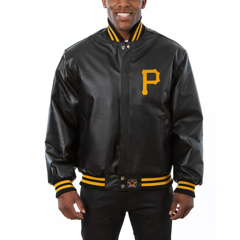 Pittsburgh Pirates JH Design Team Color Leather Jacket - Black