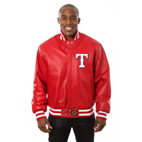 Texas Rangers JH Design Team Color Leather Jacket - Red