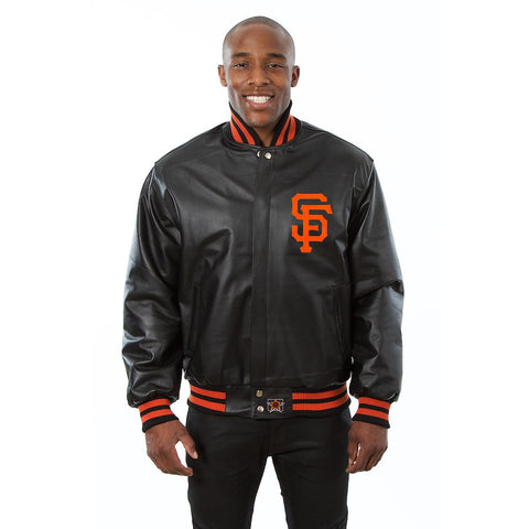 San Francisco Giants JH Design Team Color Leather Jacket - Black
