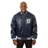Detroit Tigers JH Design Team Color Leather Jacket - Navy