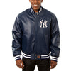 New York Yankees JH Design Team Color Leather Jacket - Navy