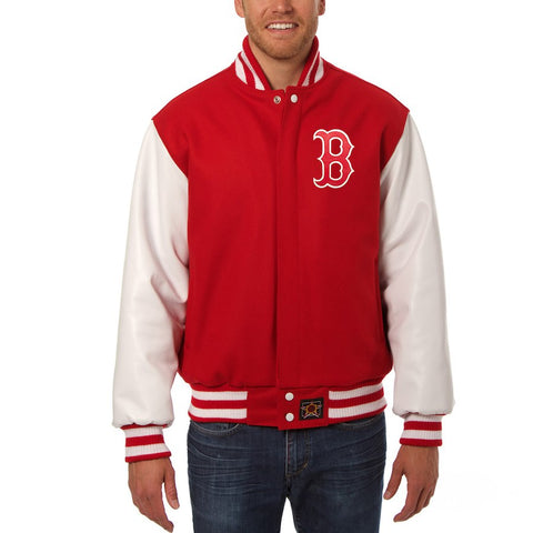 Boston Red Sox JH Design Two-Tone Wool & Leather Jacket - Red/White