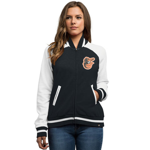 Baltimore Orioles Majestic Women's Athletic Greatness Full-Zip Varsity Jacket - Black