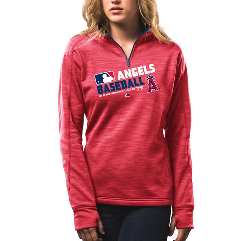 Los Angeles Angels Majestic Women's Authentic Collection 1/4-Zip Streak Fleece - Red