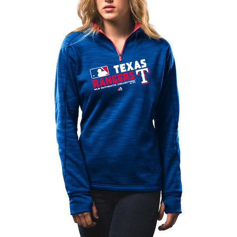 Texas Rangers Majestic Women's Authentic Collection 1/4-Zip Streak Fleece - Royal