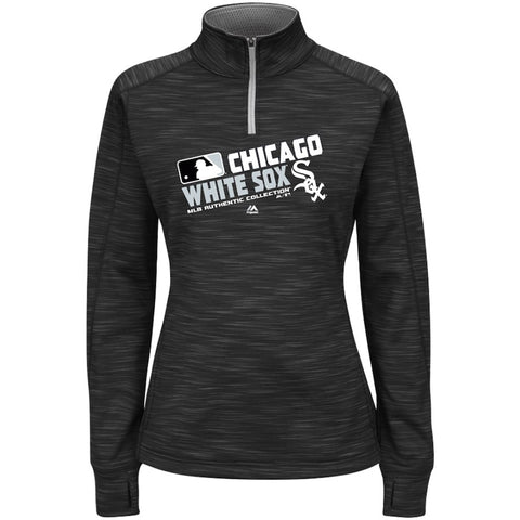 Chicago White Sox Majestic Women's Authentic Collection 1/4-Zip Streak Fleece - Black