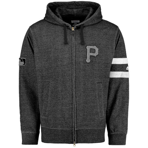 Pittsburgh Pirates Majestic Authentic Collection Clubhouse Fashion Full-Zip Hoodie - Black