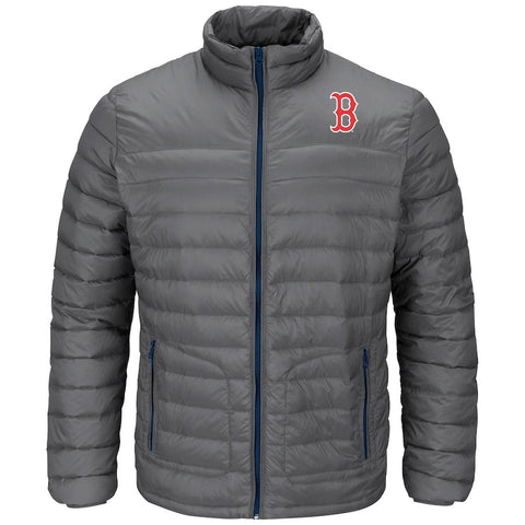 Boston Red Sox Majestic Train To Win Full-Zip Puff Jacket - Gray