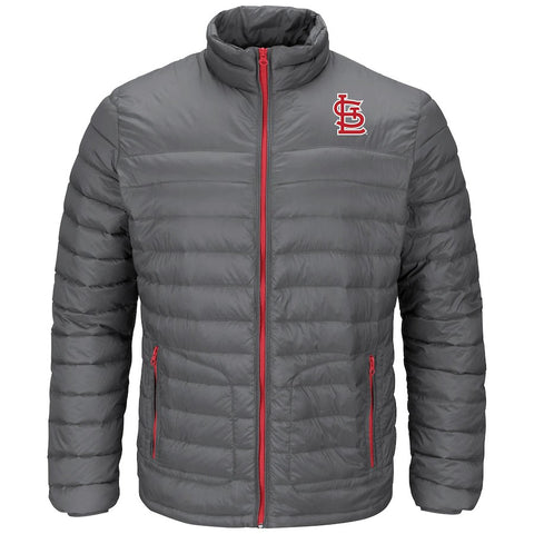 St. Louis Cardinals Majestic Train To Win Full-Zip Puff Jacket - Gray