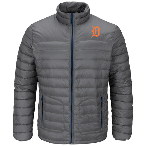 Detroit Tigers Majestic Train To Win Full-Zip Puff Jacket - Gray