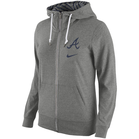 Atlanta Braves Women's Gym Vintage Full-Zip Hoodie - Gray