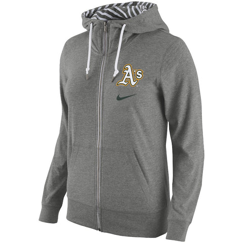 Oakland Athletics Women's Gym Vintage Full-Zip Hoodie - Gray