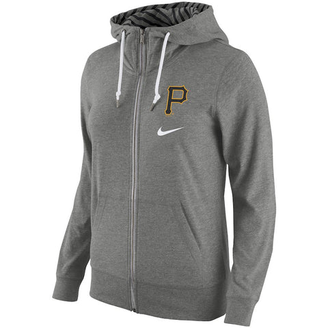 Pittsburgh Pirates Women's Gym Vintage Full-Zip Hoodie - Gray