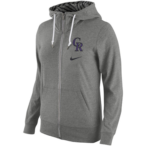 Colorado Rockies Women's Gym Vintage Full-Zip Hoodie - Gray