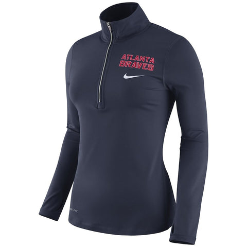 Atlanta Braves Women's Element Half-Zip Long Sleeve T-Shirt - Navy