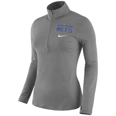 New York Mets Women's Element Half-Zip Long Sleeve T-Shirt - Gray