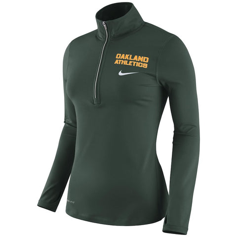 Oakland Athletics Women's Element Half-Zip Long Sleeve T-Shirt - Green