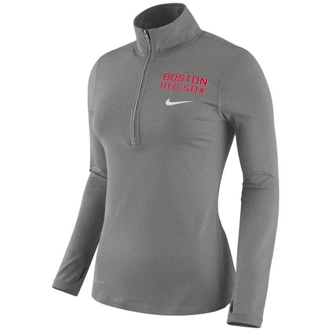 Boston Red Sox Women's Element Half-Zip Long Sleeve T-Shirt - Gray