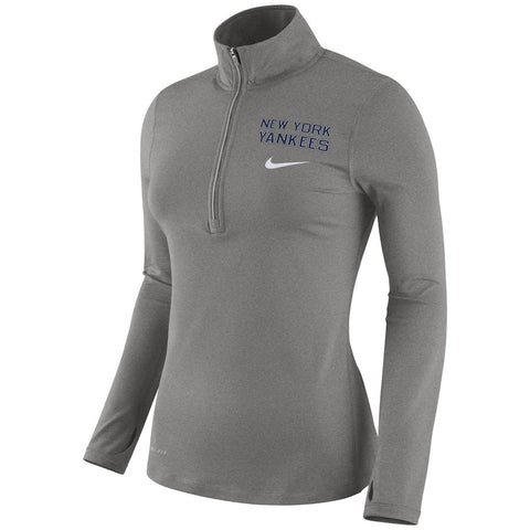 New York Yankees Women's Element Half-Zip Long Sleeve T-Shirt - Gray