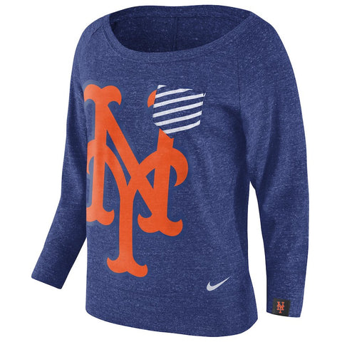 New York Mets Women's Gym Vintage Pullover Sweatshirt - Royal