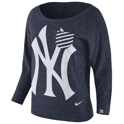 New York Yankees Women's Gym Vintage Pullover Sweatshirt - Navy