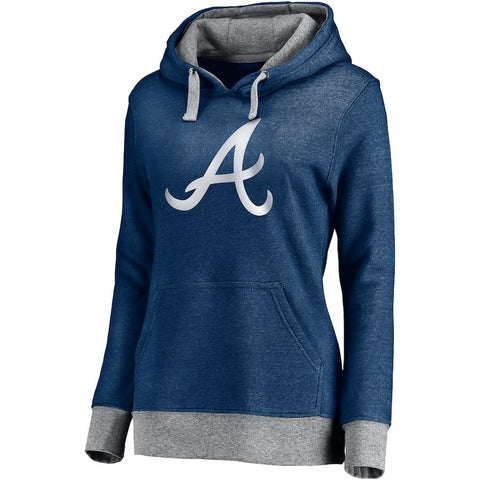 Atlanta Braves Women's Horizon Pullover Hoodie - Heathered Navy