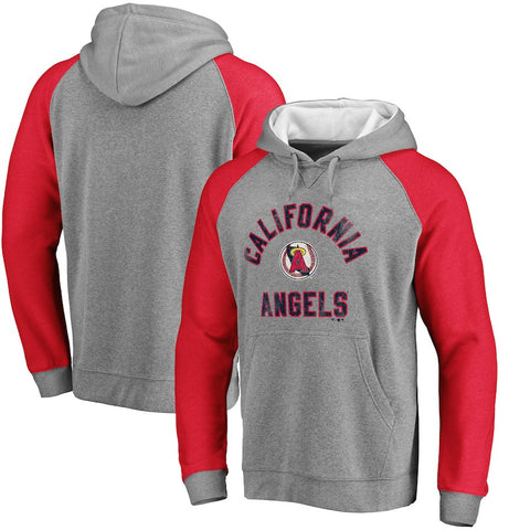 Los Angeles Angels Comfort Colorblock Vintage Raglan Hoodie - Gray