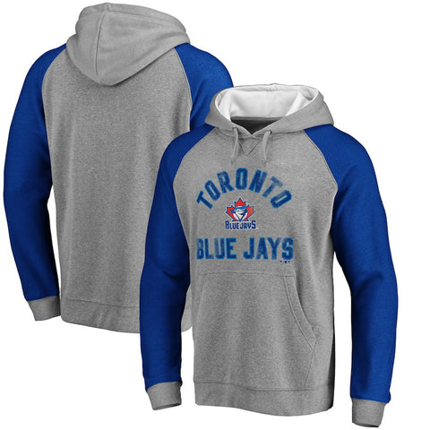 Toronto Blue Jays Comfort Colorblock Vintage Raglan Hoodie - Gray